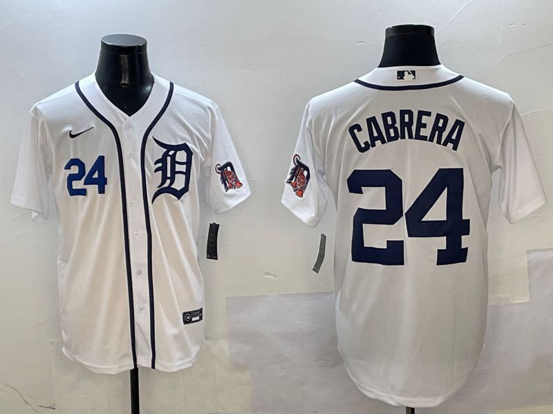 Men Detroit Tigers #24 Cabrera White Game 2025 Nike MLB Jersey style 2